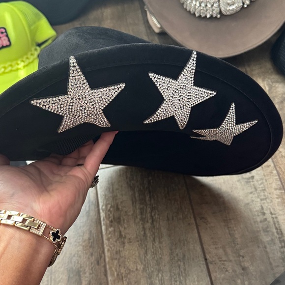 Cowgirl Black Hat with Rhinestone Accents - Picture 2 of 5